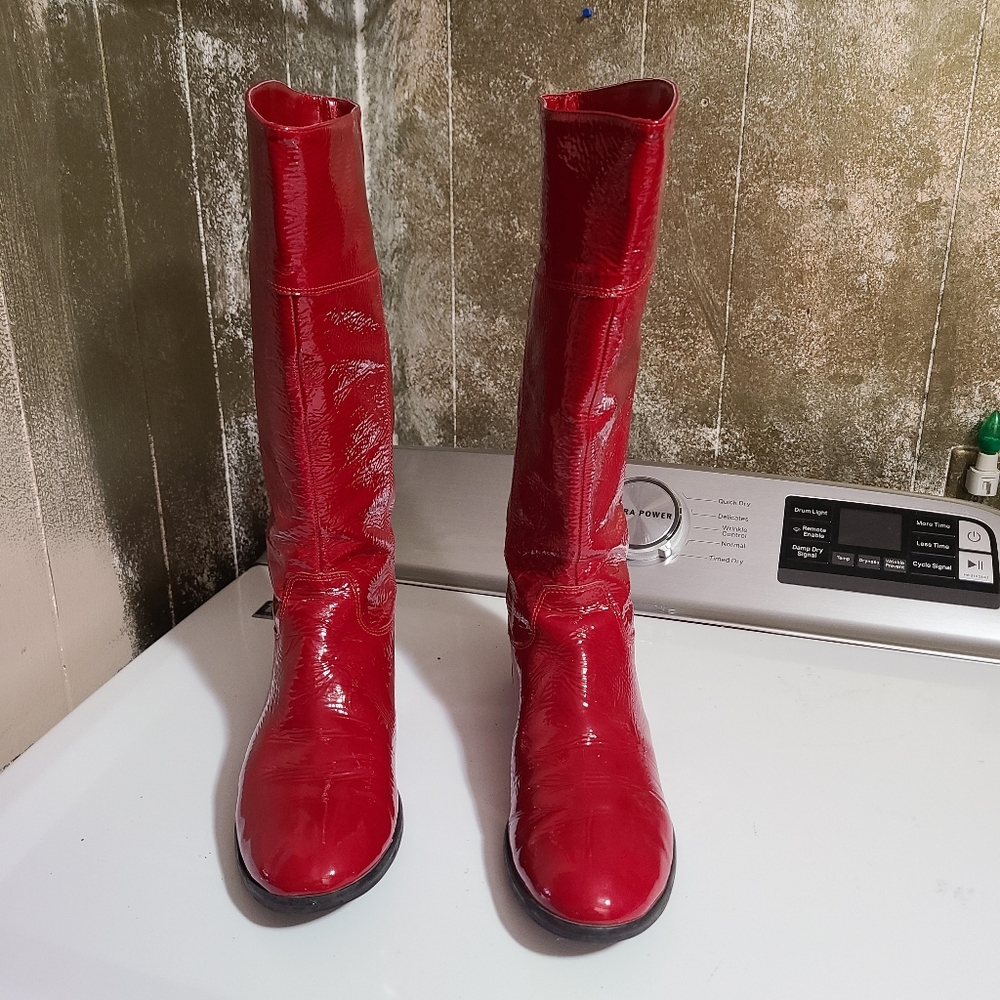 Gianni Bini Bright Red Leather Boots 8.5